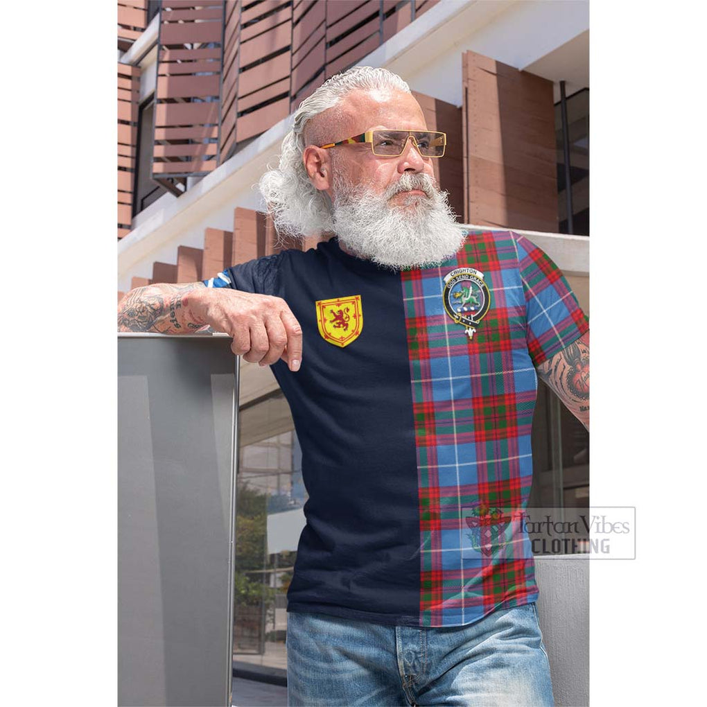 Crighton Tartan Cotton T-shirt Alba with Scottish Lion Royal Arm Half Style Men's Shirt - Tartan Vibes Clothing