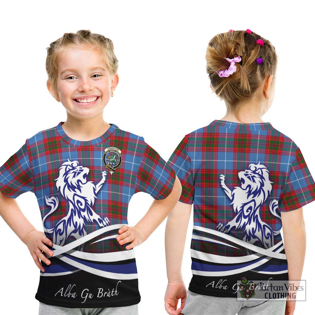 Crighton Tartan Kid T-Shirt with Alba Gu Brath Regal Lion Emblem - Tartan Vibes Clothing