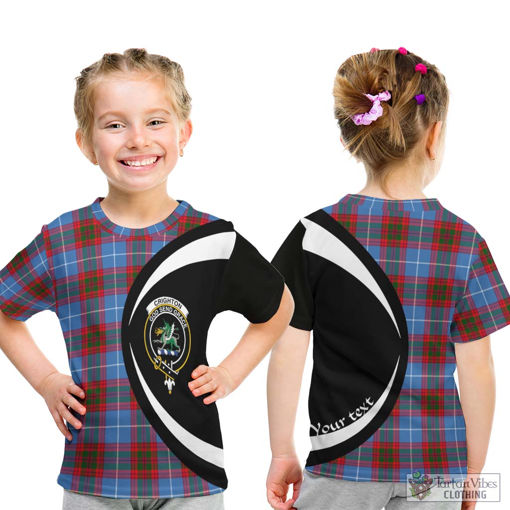 Crighton Tartan Kid T-Shirt with Family Crest Circle Style - Tartan Vibes Clothing