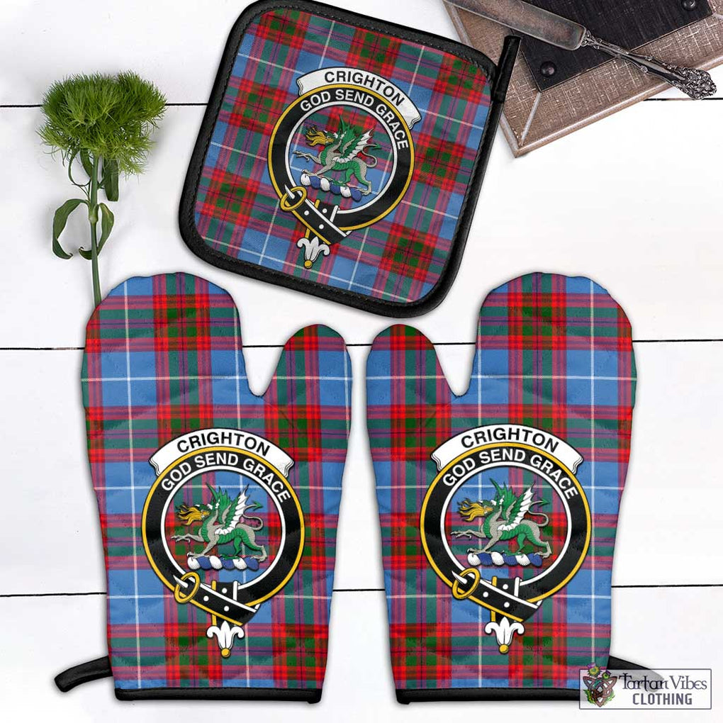 Crighton Tartan Combo Oven Mitt & Pot-Holder with Family Crest - Tartan Vibes Clothing