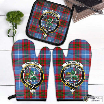 Crighton Tartan Combo Oven Mitt & Pot-Holder with Family Crest - Tartan Vibes Clothing