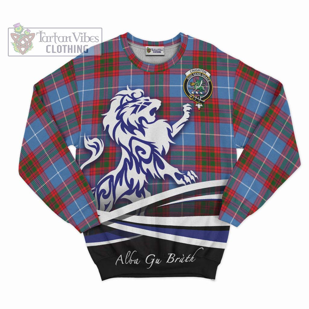Crighton Tartan Sweatshirt with Alba Gu Brath Regal Lion Emblem - Tartan Vibes Clothing