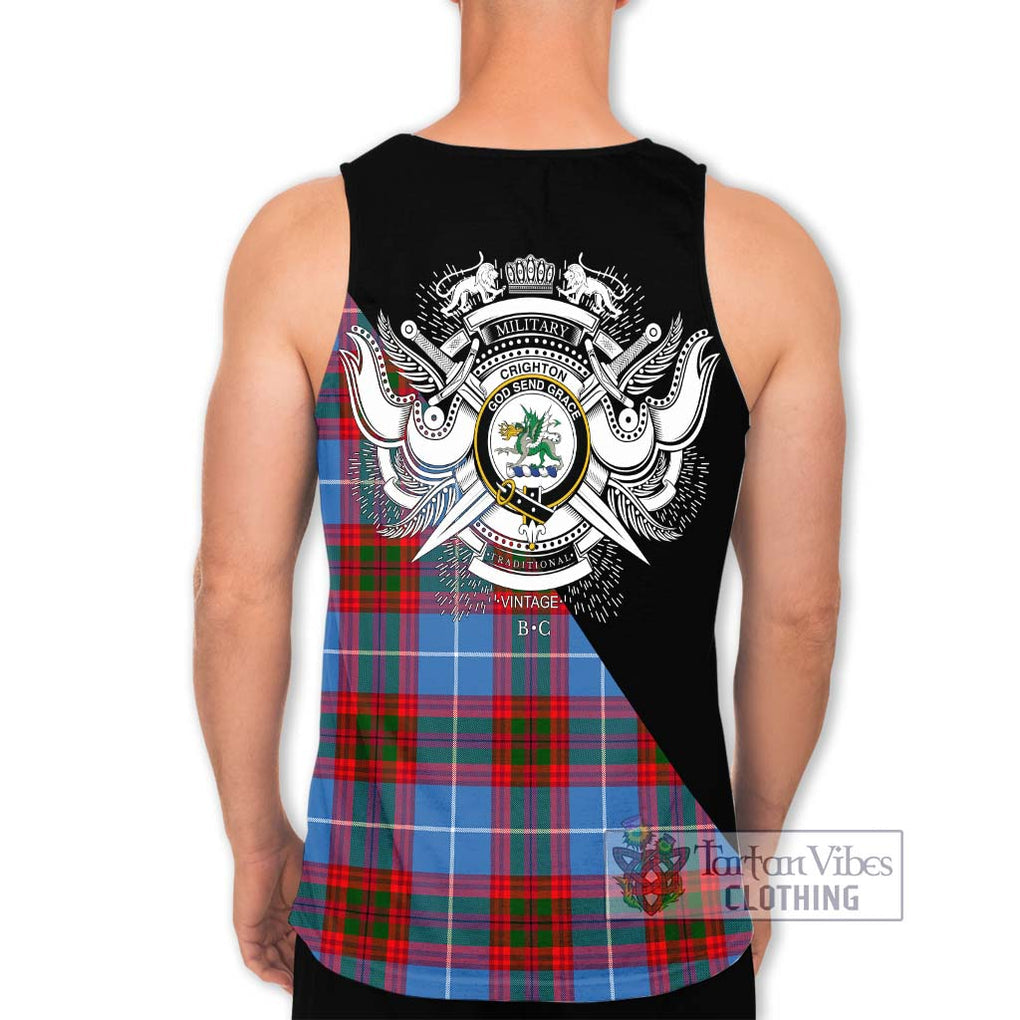Crighton Tartan Men's Tank Top with Family Crest and Military Logo Style - Tartan Vibes Clothing