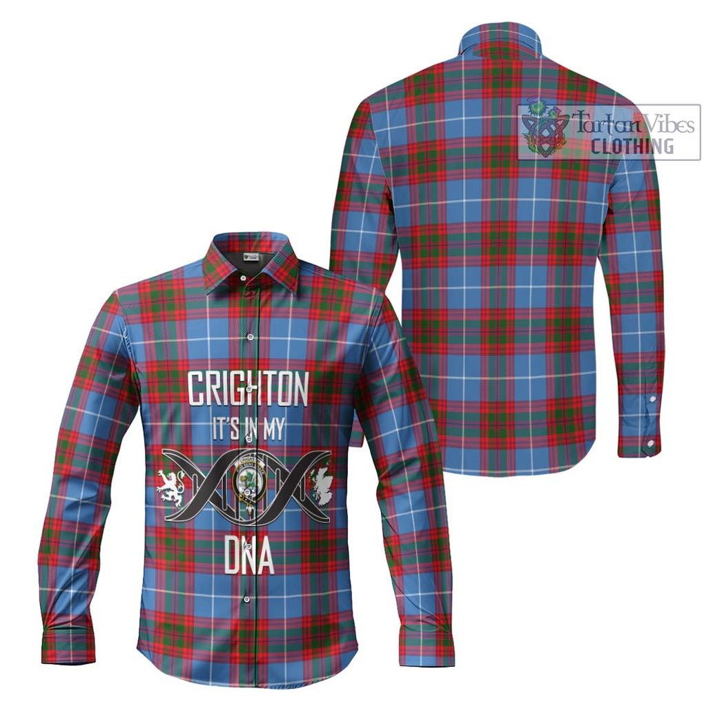 Crighton Tartan Long Sleeve Button Shirt with Family Crest DNA In Me Style Men's Shirt - Tartanvibesclothing Shop