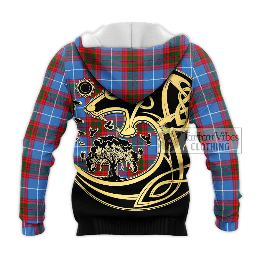 Crighton Tartan Knitted Hoodie with Family Crest Celtic Wolf Style - Tartan Vibes Clothing
