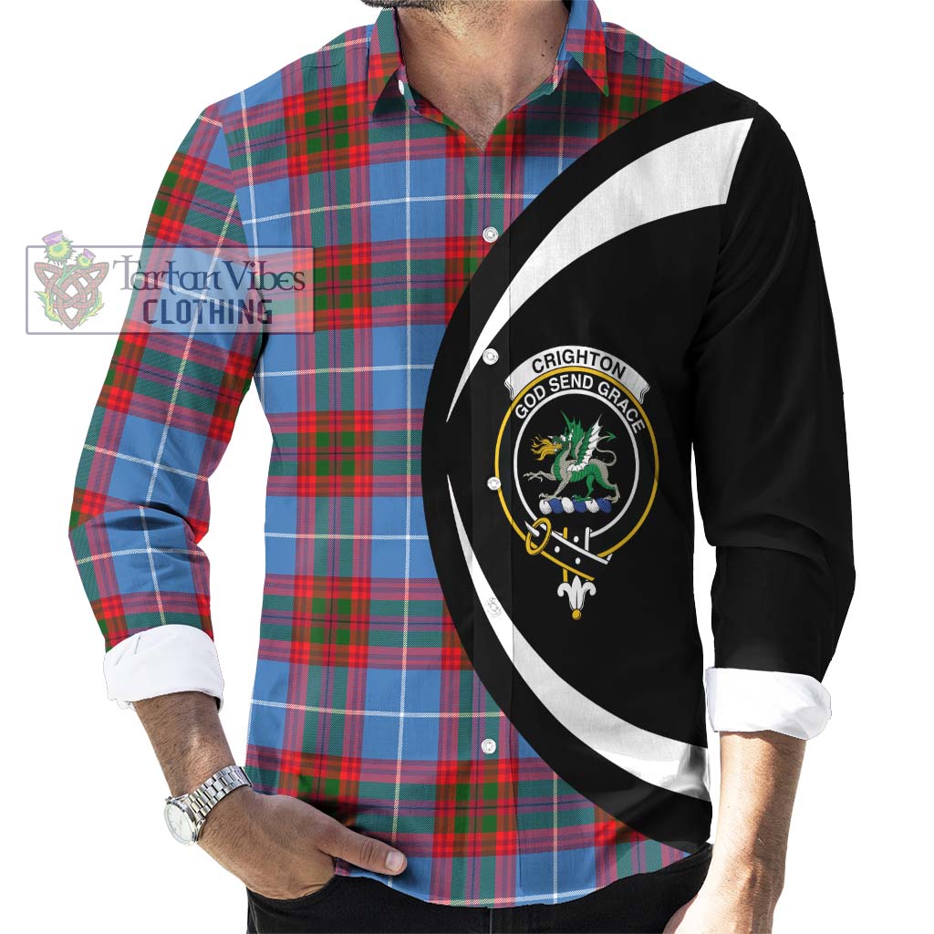 Crighton Tartan Long Sleeve Button Up with Family Crest Circle Style - Tartan Vibes Clothing