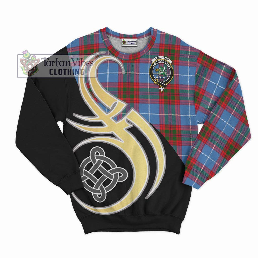 Crighton Tartan Sweatshirt with Family Crest and Celtic Symbol Style - Tartan Vibes Clothing