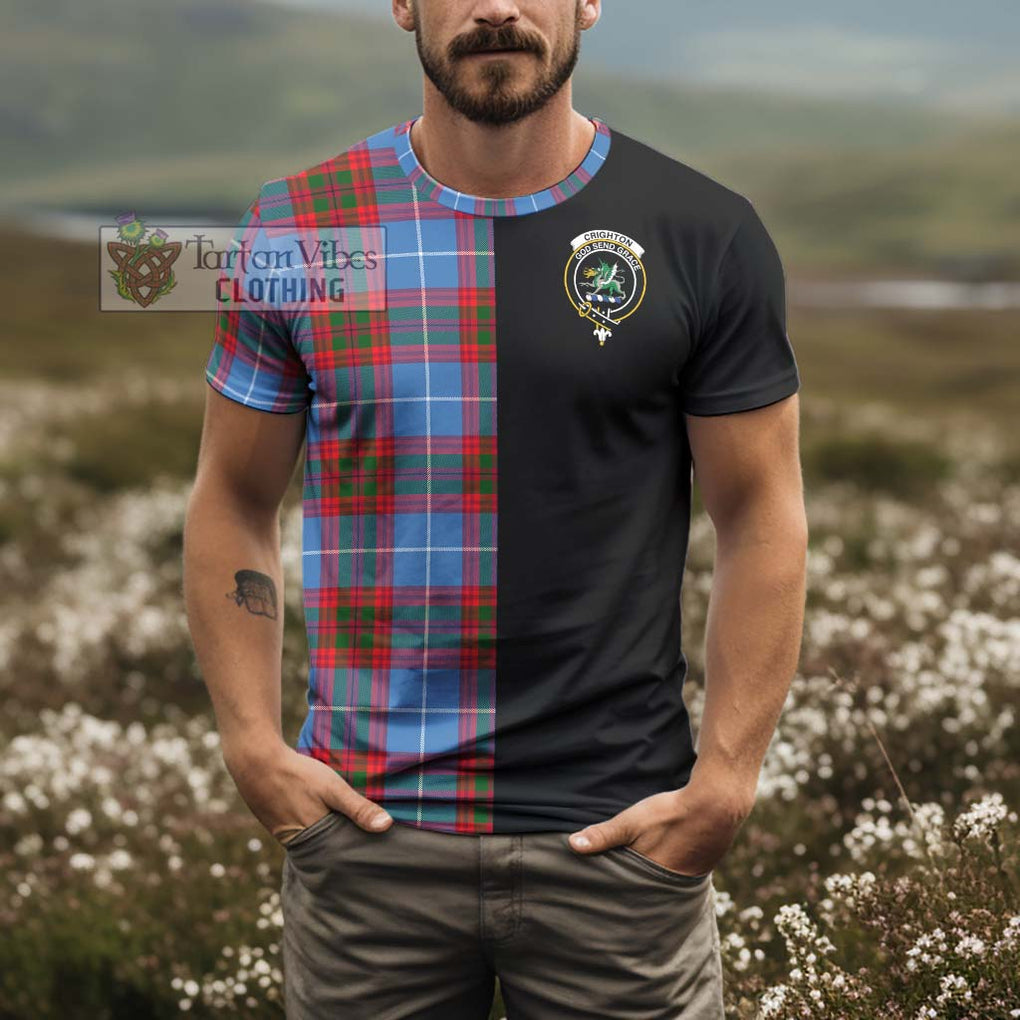 Crighton Tartan T-Shirt with Family Crest and Half Of Me Style - Tartan Vibes Clothing