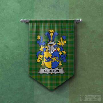 Crofton Irish Clan Tartan Gonfalon, Tartan Banner with Coat of Arms