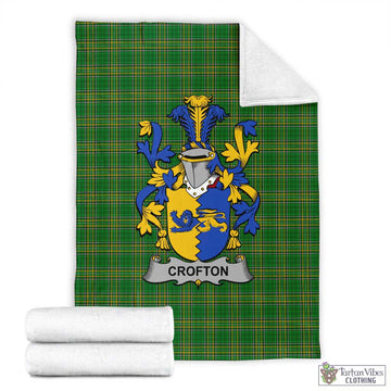 Tartan Vibes Clothing Crofton Irish Clan Tartan Blanket with Coat of Arms