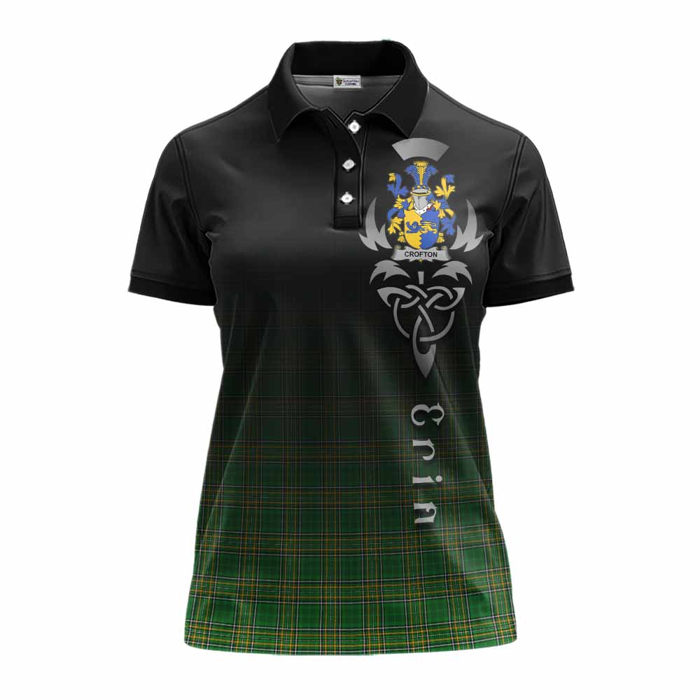 Tartan Vibes Clothing Crofton Irish Clan Women's Polo Shirt with Coat of Arms Erin Go Bragh Celtic Inspired