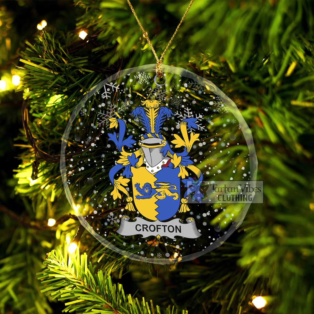 Crofton Irish Clan Christmas Glass Ornament with Coat of Arms Transparent Glass Circle - 2D-tartanvibesclothing