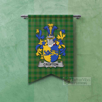 Crofton Irish Clan Tartan Gonfalon, Tartan Banner with Coat of Arms
