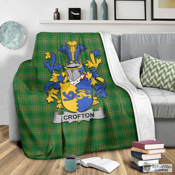 Tartan Vibes Clothing Crofton Irish Clan Tartan Blanket with Coat of Arms