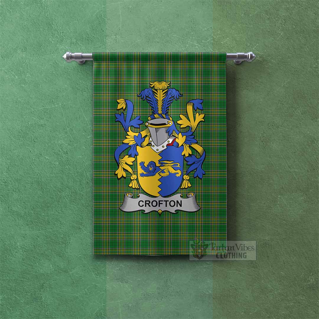 Crofton Irish Clan Tartan Gonfalon, Tartan Banner with Coat of Arms Rectangle - Tartan Vibes Clothing