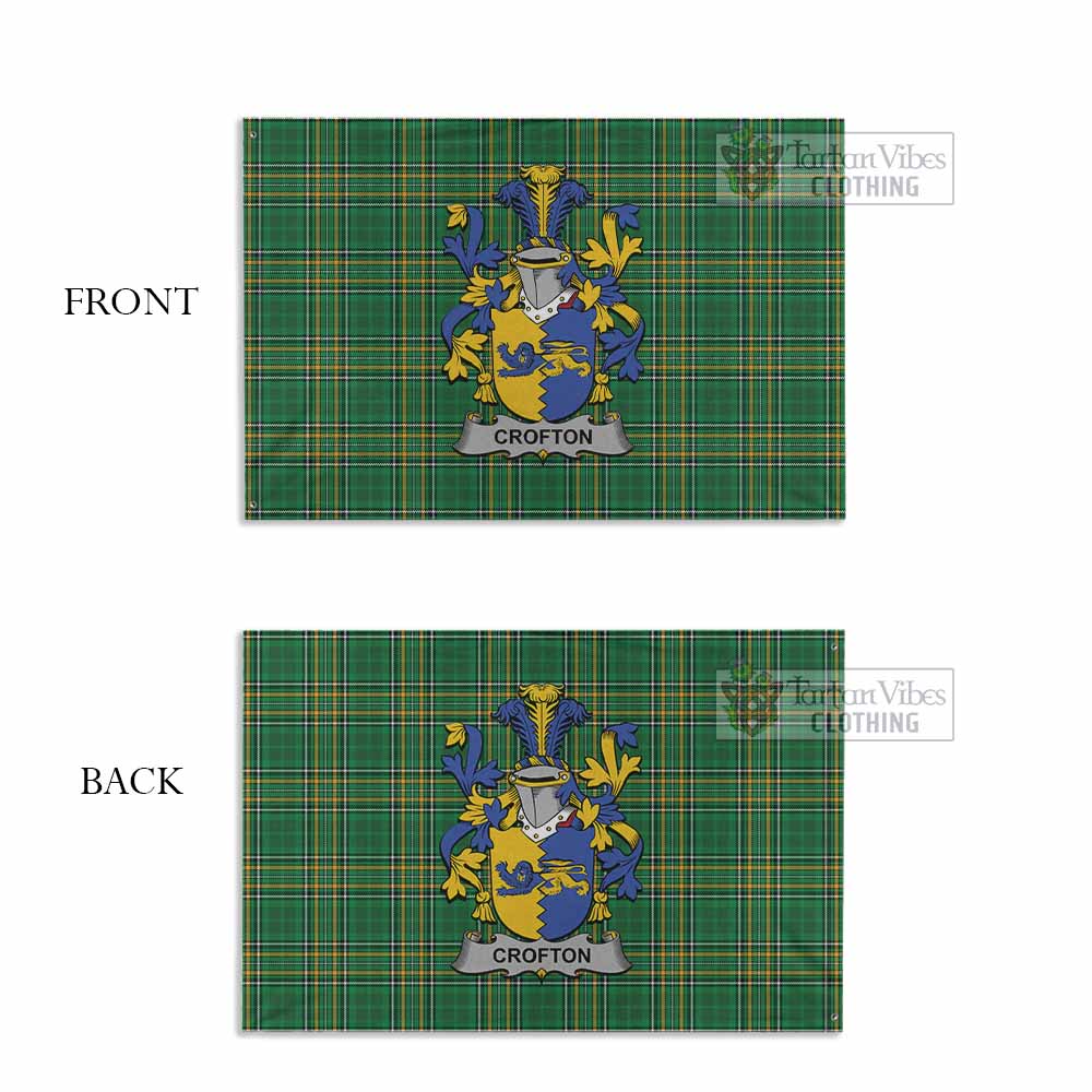 Tartan Vibes Clothing Crofton Irish Clan Tartan House Flag with Coat of Arms