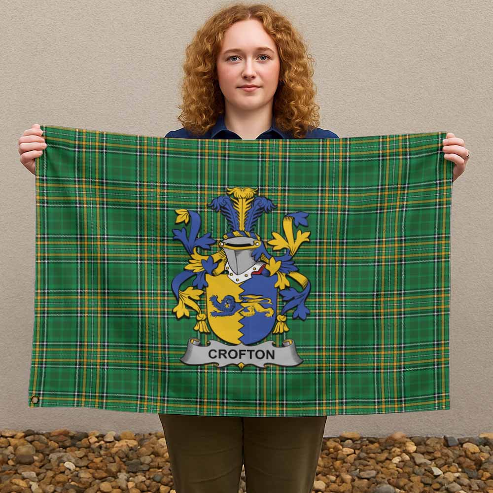 Tartan Vibes Clothing Crofton Irish Clan Tartan House Flag with Coat of Arms