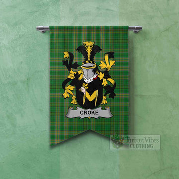 Tartan Vibes Clothing Croke Irish Clan Tartan Gonfalon, Tartan Banner with Coat of Arms