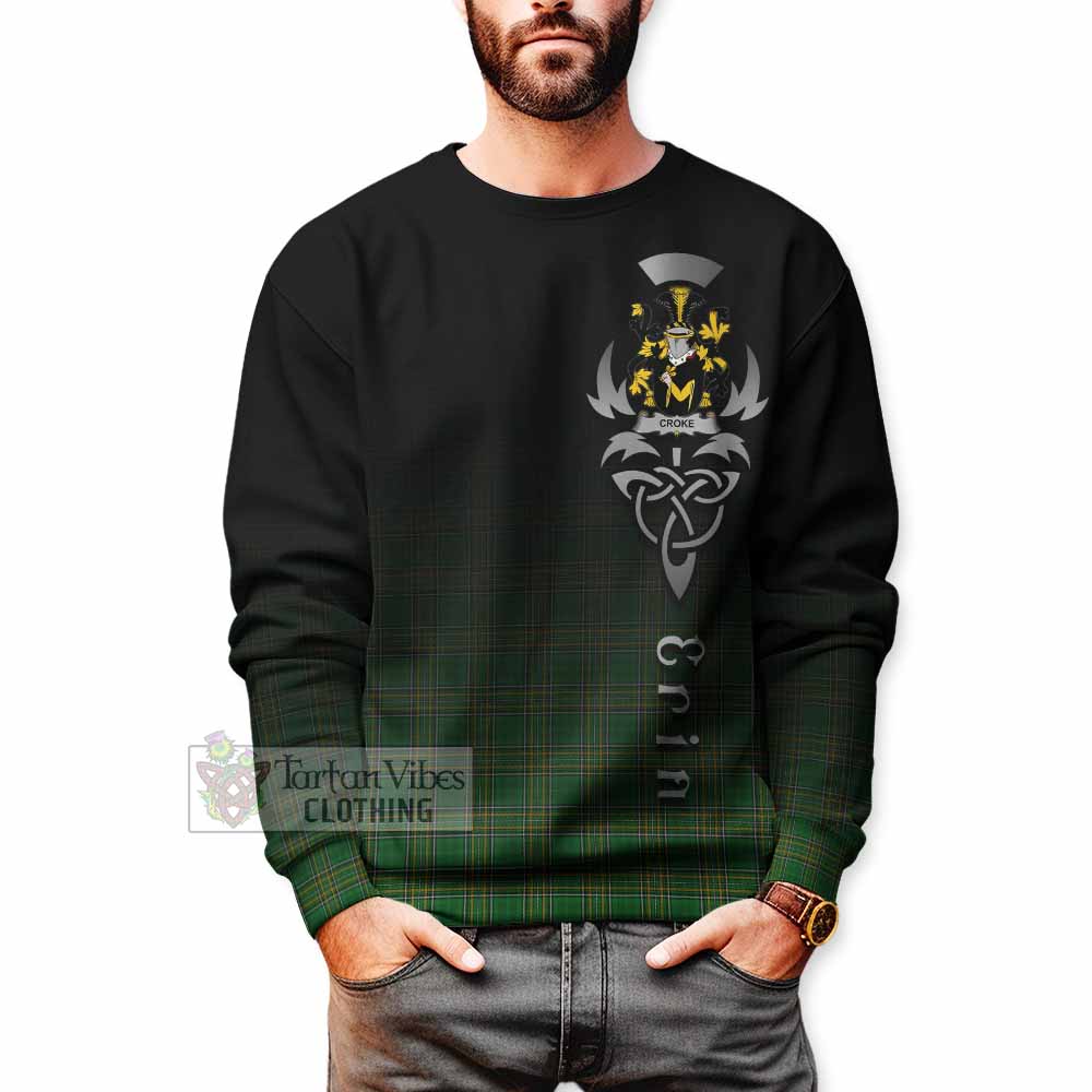 Tartan Vibes Clothing Croke Irish Clan Sweatshirt with Coat of Arms Erin Go Bragh Celtic Inspired