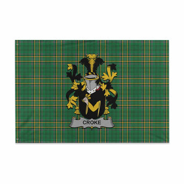 Tartan Vibes Clothing Croke Irish Clan Tartan House Flag with Coat of Arms