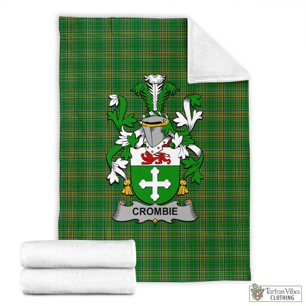 Crombie Irish Clan Tartan Blanket with Coat of Arms X-Large 59 x 79 inches 150 x 200 cm - Tartan Vibes Clothing