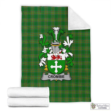 Tartan Vibes Clothing Crombie Irish Clan Tartan Blanket with Coat of Arms