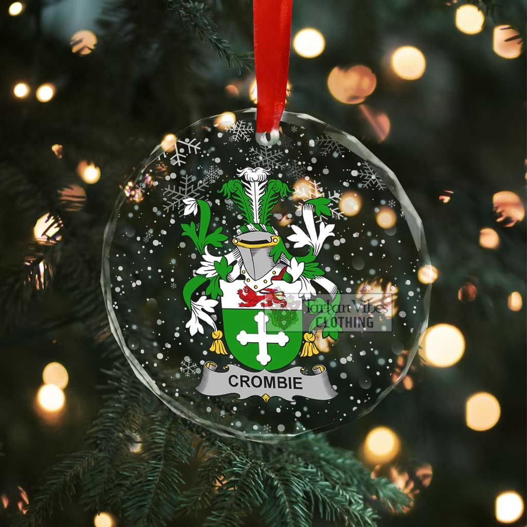 Crombie Irish Clan Christmas Glass Ornament with Coat of Arms - 2D-tartanvibesclothing