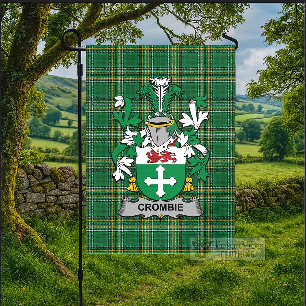 Crombie Irish Clan Tartan Flag with Coat of Arms