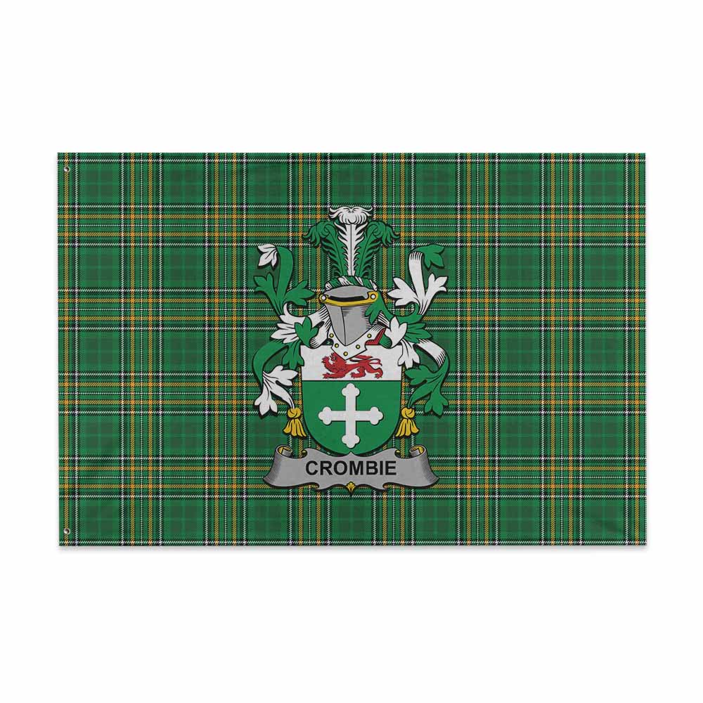 Tartan Vibes Clothing Crombie Irish Clan Tartan House Flag with Coat of Arms