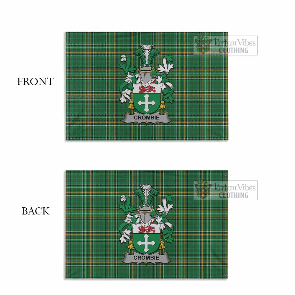 Tartan Vibes Clothing Crombie Irish Clan Tartan House Flag with Coat of Arms