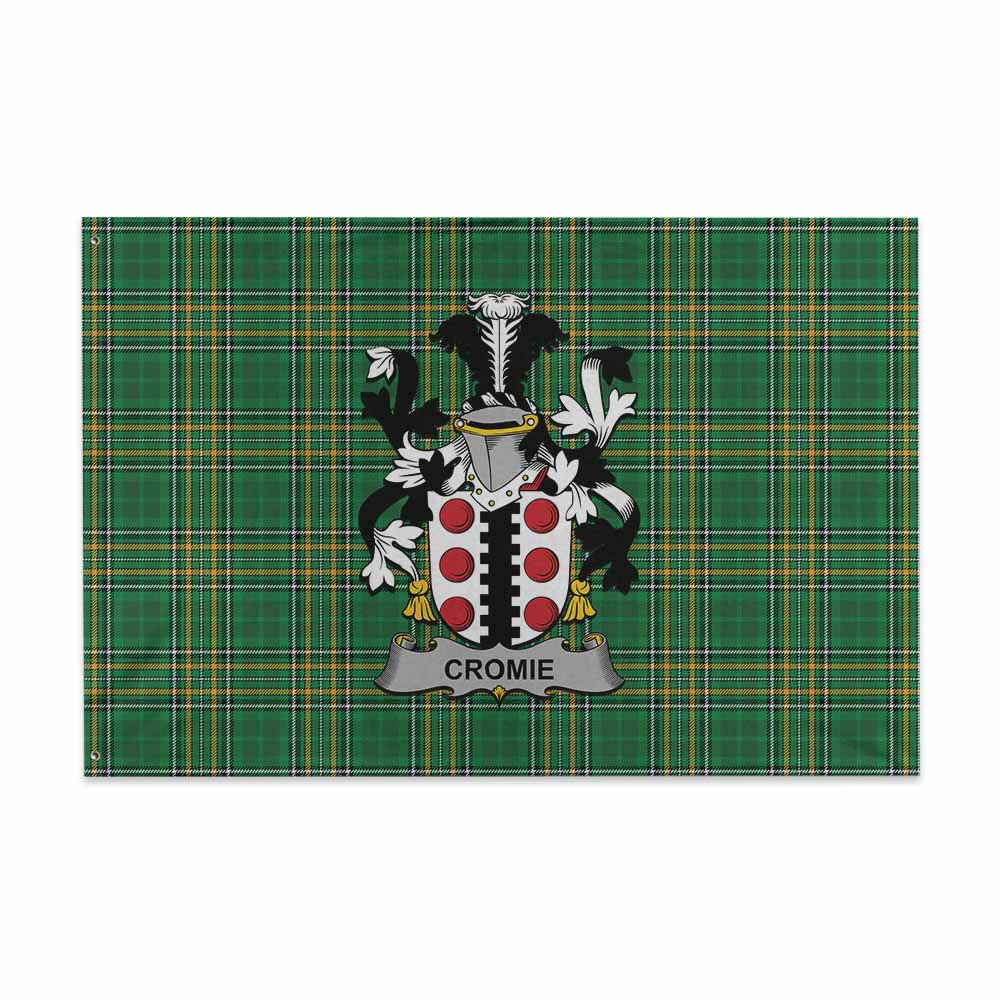 Tartan Vibes Clothing Cromie Irish Clan Tartan House Flag with Coat of Arms