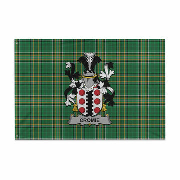 Tartan Vibes Clothing Cromie Irish Clan Tartan House Flag with Coat of Arms