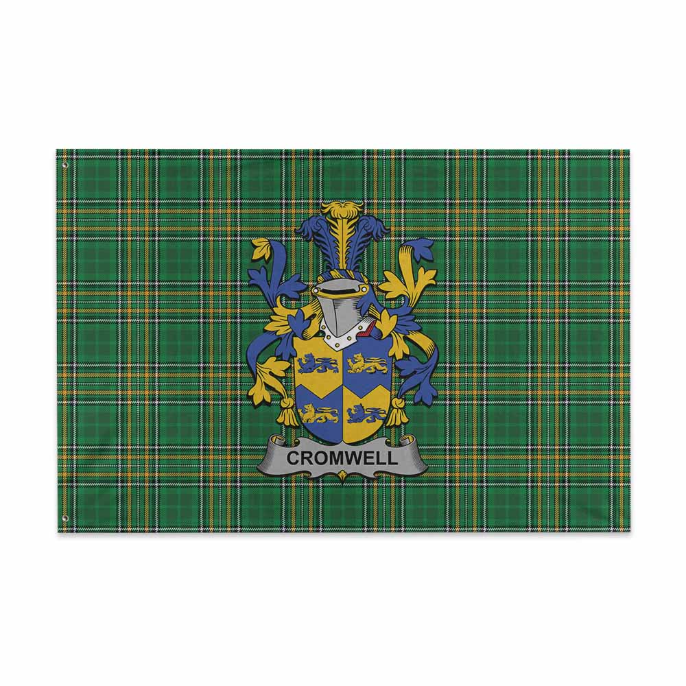 Tartan Vibes Clothing Cromwell Irish Clan Tartan House Flag with Coat of Arms