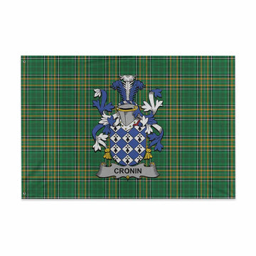 Cronin Irish Clan Tartan House Flag with Coat of Arms