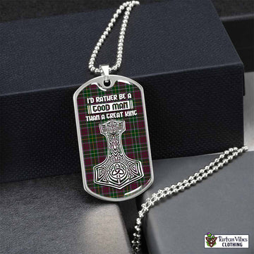 Tartan Vibes Clothing Crosbie Tartan Dog Tag Necklace Viking Mjolnir Style