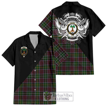 Crosbie Tartan Short Sleeve Button Shirt with Family Crest and Military Logo Style Kid - Tartanvibesclothing Shop