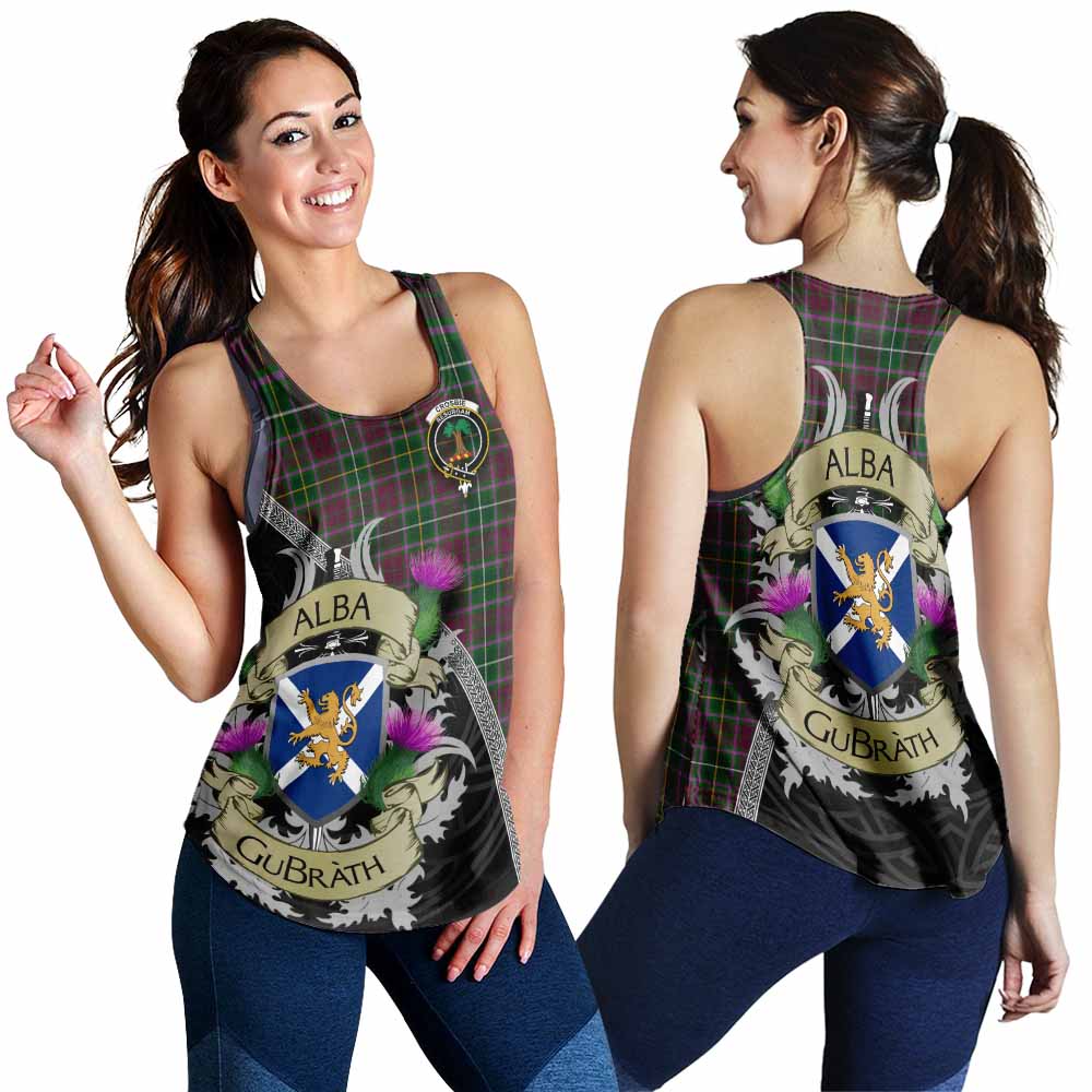 Tartan Vibes Clothing Crosbie Tartan Family Crest Women's Racerback Tanks Lion Rampant Royal Thistle Shield Celtic Inspired