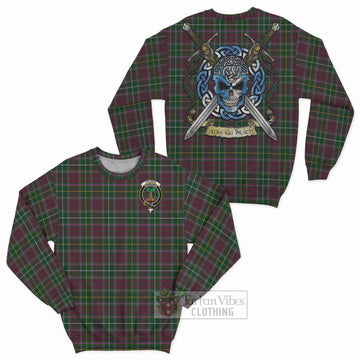 Tartan Vibes Clothing Crosbie Tartan Sweatshirt with Family Crest Celtic Skull Style