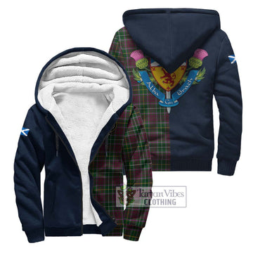 Tartan Vibes Clothing Crosbie Tartan Sherpa Hoodie with Scottish Lion Royal Arm Half Style
