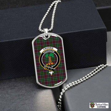 Tartan Vibes Clothing Crosbie Tartan Dog Tag Necklace with Family Crest