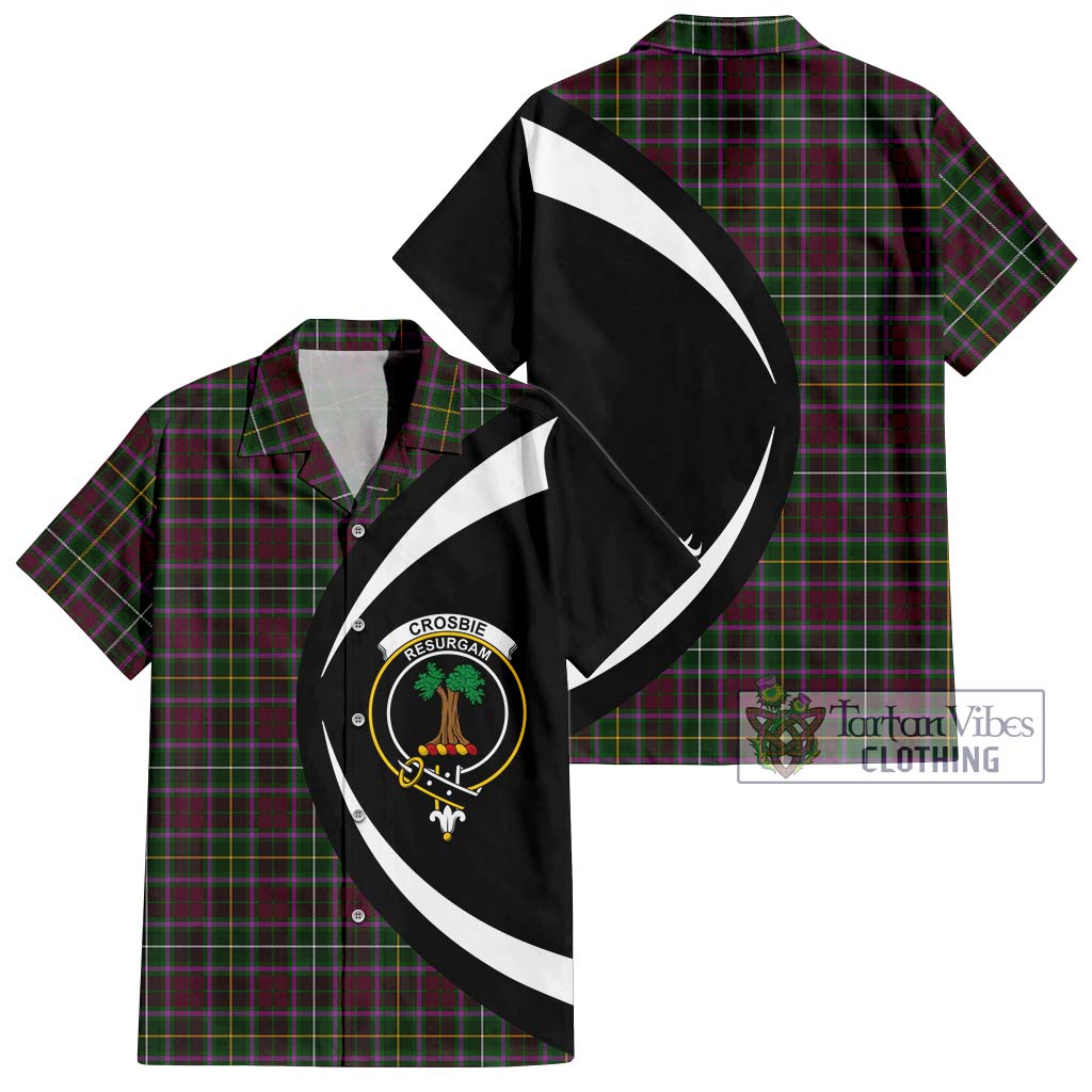 Crosbie Tartan Short Sleeve Button Up with Family Crest Circle Style Kid - Tartan Vibes Clothing