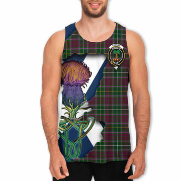 Tartan Vibes Clothing Crosbie Tartan Family Crest Men's Tank Top Scottish Thistle Celtic Inspired