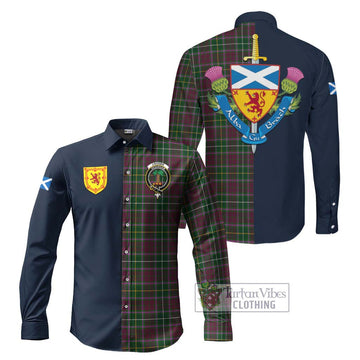 Tartan Vibes Clothing Crosbie Tartan Long Sleeve Button Shirt with Scottish Lion Royal Arm Half Style