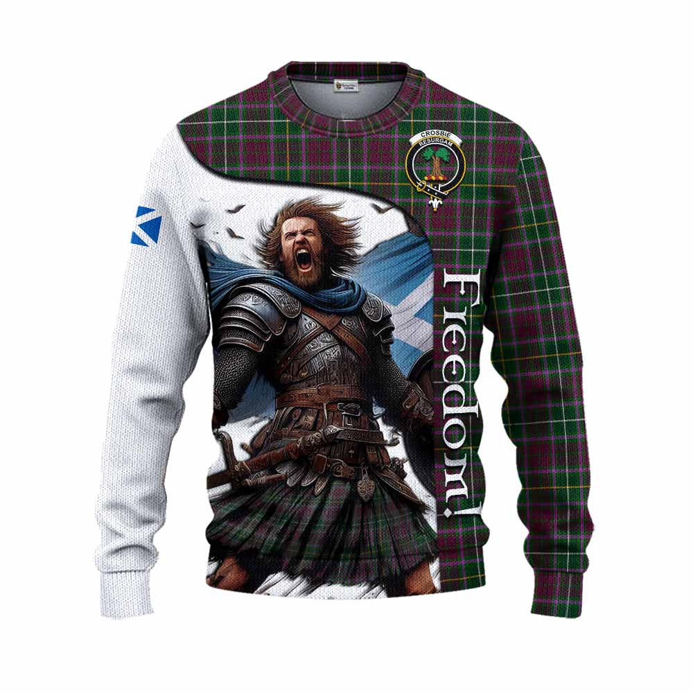 Crosbie Crest Tartan Knitted Sweater Inspired by the Freedom of Scottish Warrior Unisex - Tartan Vibes Clothing