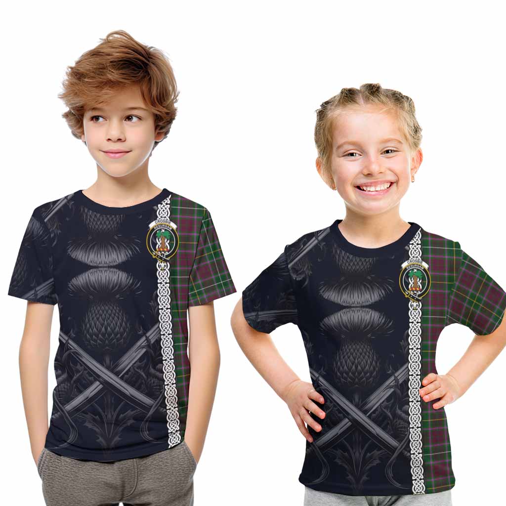 Tartan Vibes Clothing Crosbie Tartan Kid T-Shirt with Family Crest Cross Sword Thistle Celtic Vibes