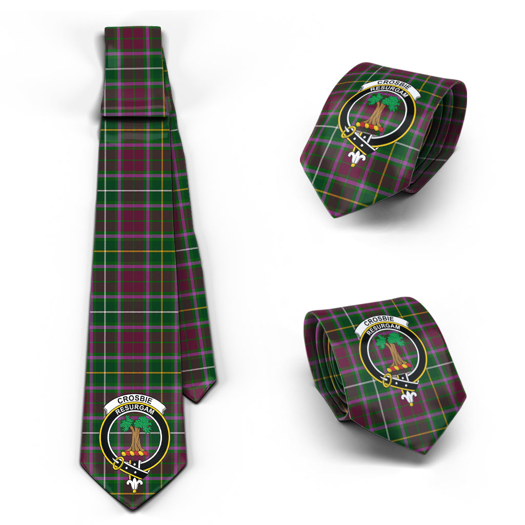 Crosbie Tartan Classic Necktie with Family Crest Necktie One Size - Tartan Vibes Clothing