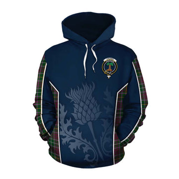 Tartan Vibes Clothing Crosbie Tartan Cotton Hoodie with Family Crest and Scottish Thistle Vibes Sport Style