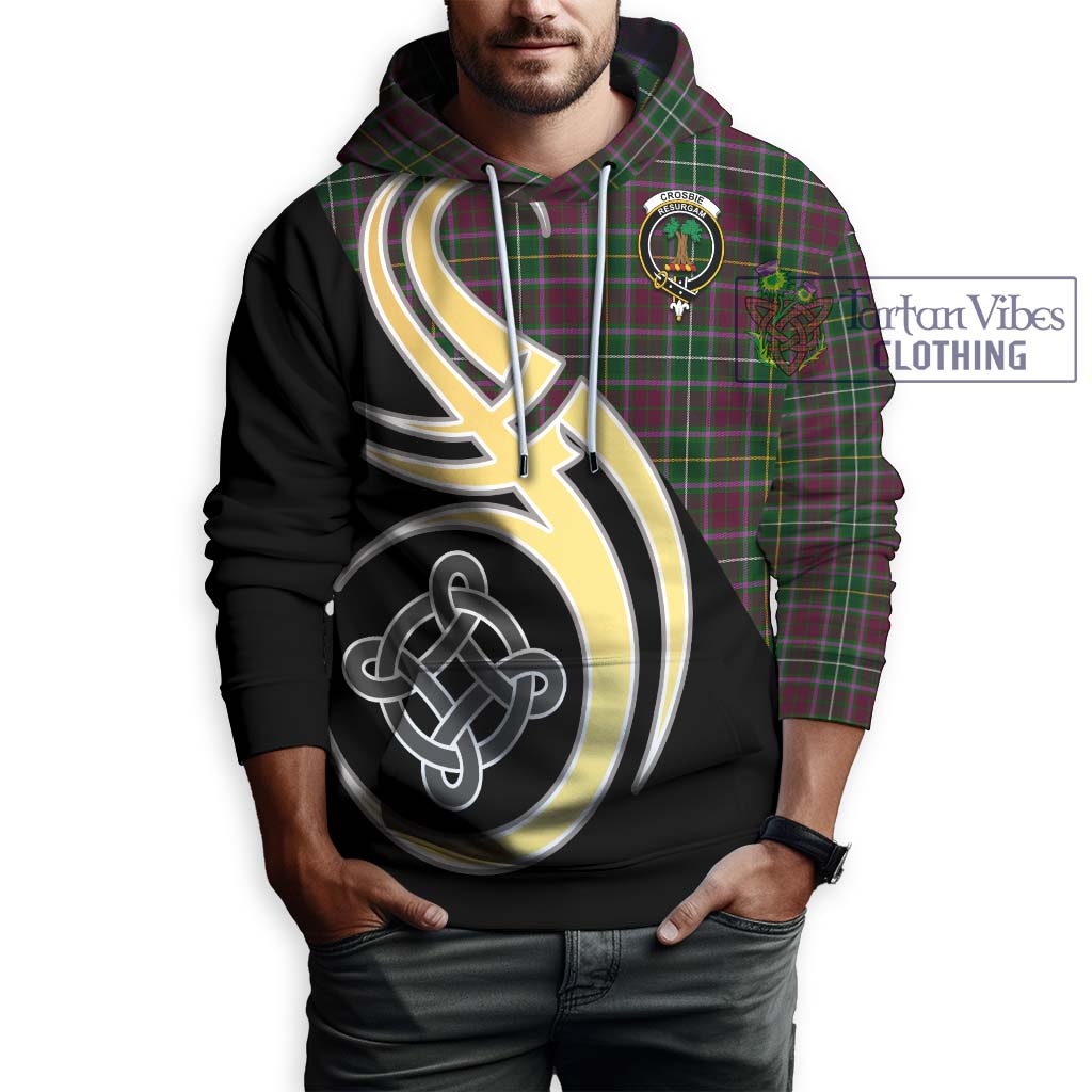 Crosbie Tartan Hoodie with Family Crest and Celtic Symbol Style Zip Hoodie - Tartan Vibes Clothing