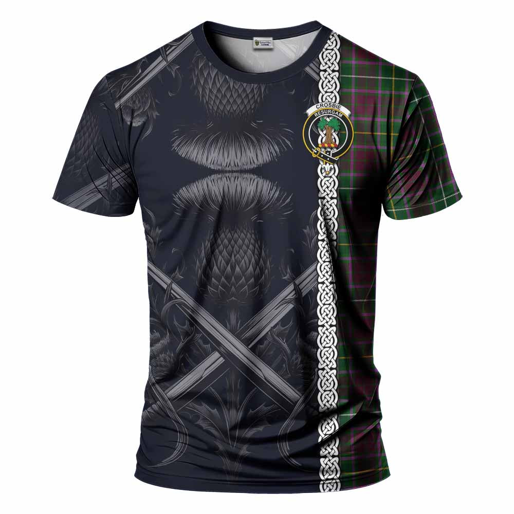 Crosbie Tartan T-Shirt with Family Crest Cross Sword Thistle Celtic Vibes Kid's Shirt - Tartan Vibes Clothing