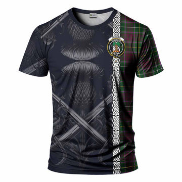 Tartan Vibes Clothing Crosbie Tartan T-Shirt with Family Crest Cross Sword Thistle Celtic Vibes